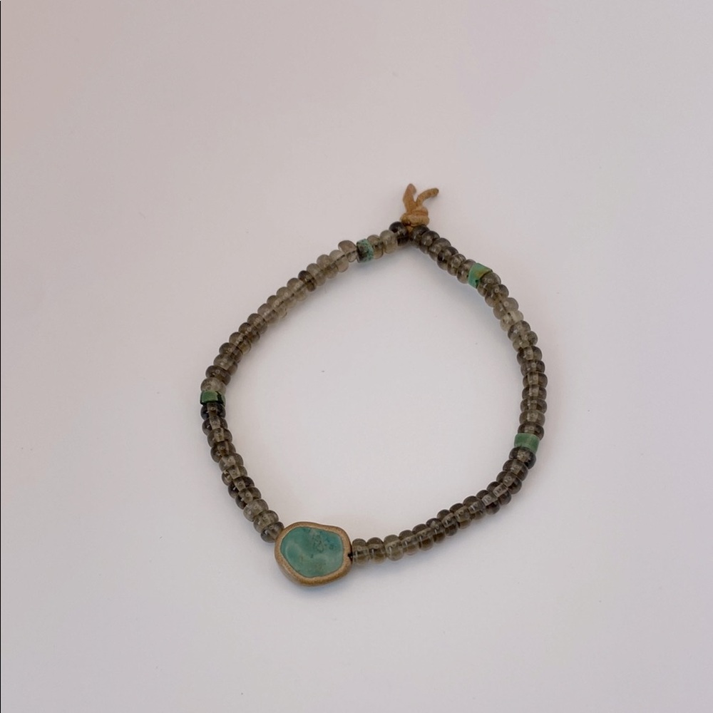 Smokey quartz Beaded Bracelet with Turquoise Accent